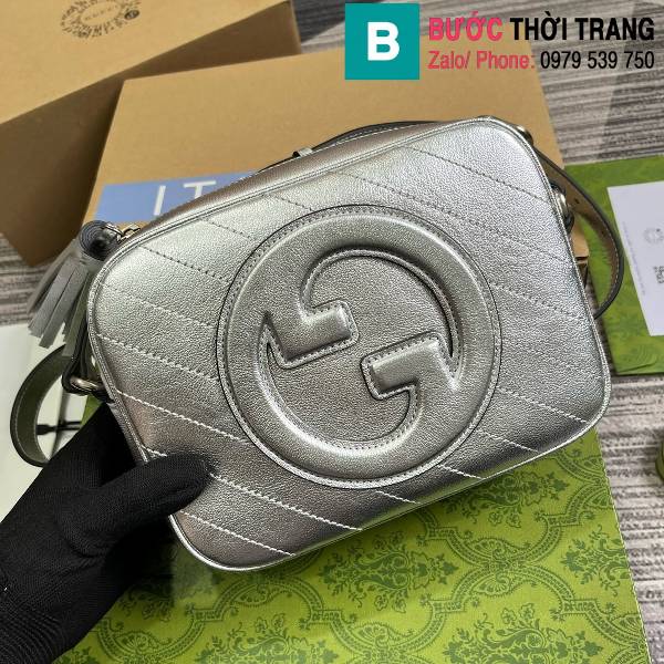 Túi xách Gucci Blondie siêu cấp da bò màu bạch kim size 21cm 