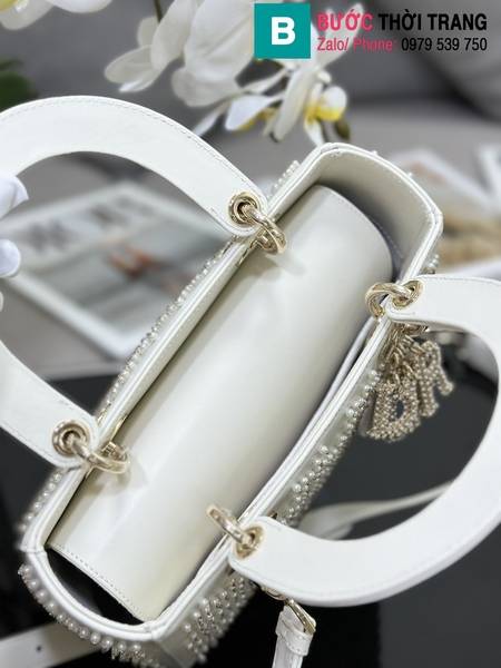 Túi xách Dior Lady D-Joy siêu cấp canvas màu trắng size 24cm 