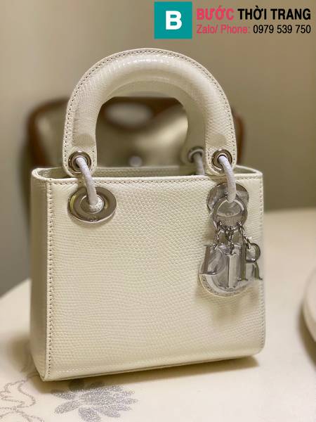 Túi xách Dior lady siêu cấp da thăn thằn màu trắng size 17cm 