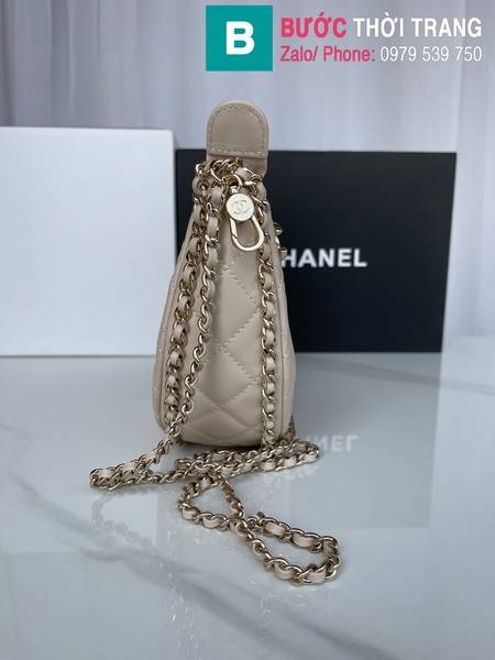 Túi xách Chanel hobo bag cao cấp da cừu màu nude size 20cm