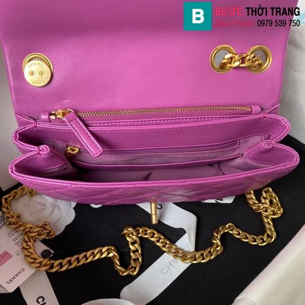 Túi xách Chanel Flap bag cao cấp da cừu màu tím size 25cm 