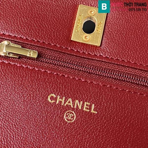 Túi xách Chanel Woc cao cấp da cừu màu đỏ size 19cm 