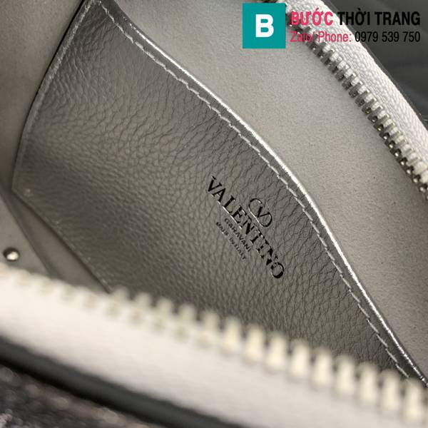 Túi xách Valentino Garavani Rockstud hobo siêu cấp da bê màu bạch kim size 20cm