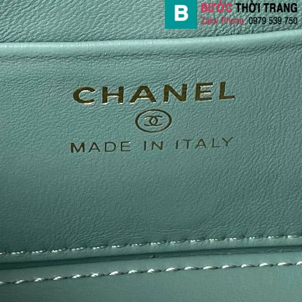 Túi xách Chanel vanity siêu cấp da bò màu xanh size 17cm