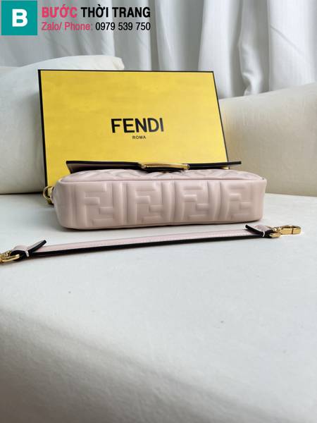 Túi xách Fendi Baguette siêu cấp da cừu màu hồng nude size 27cm