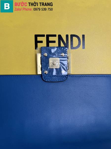 Túi xách Fendi Baguette siêu cấp da cừu màu xanh lam size 27cm