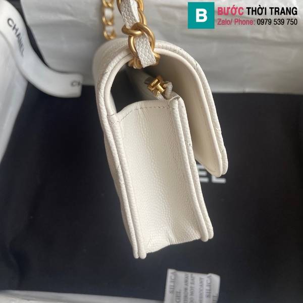 Túi xách Chanel Medallion Mini cao cấp da bê màu trắng size 17cm