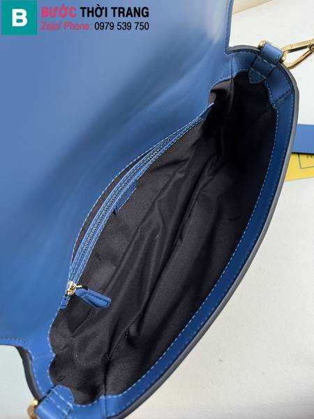 Túi xách Fendi Baguette siêu cấp da cừu màu xanh lam size 27cm