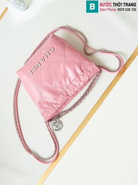Túi xách Chanel Mini Handbagcao cấp da bê màu hồng size 19cm