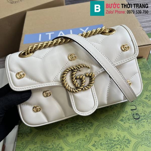 Túi xách Gucci Marmont siêu cấp da bê màu trắng size 22cm