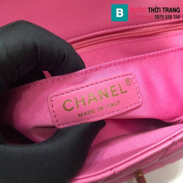 Túi đeo chéo Chanel cao cấp da cừu màu xanh size 20cm 
