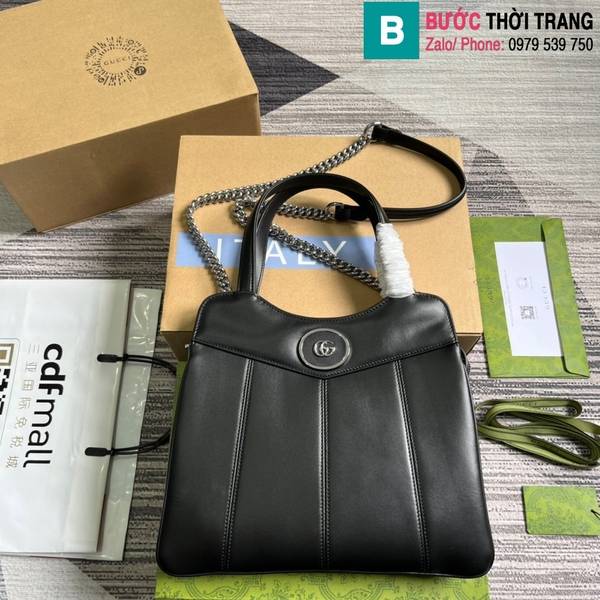 Túi xách Gucci Petite GG small tote bag cao cấp da bê màu đen size 28cm
