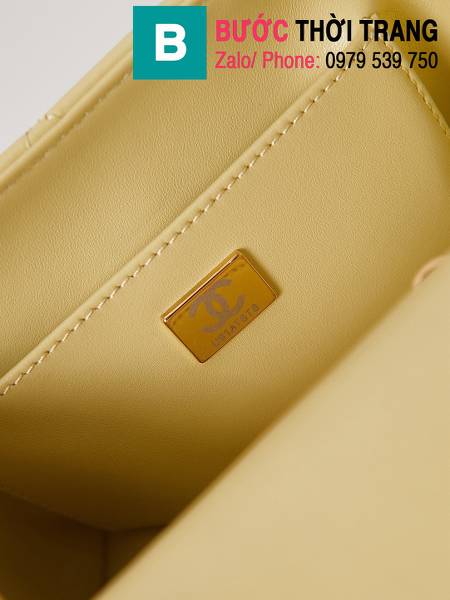 Túi xách Chanel mini siêu cấp da bê màu vàng size 15cm