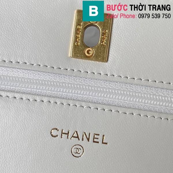 Túi xách Chanel Wallet on chain mini cao cấp da cừu màu trắng size 19cm 