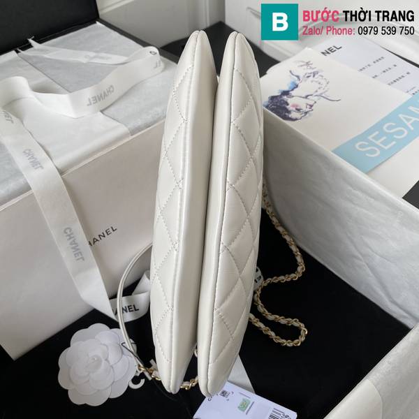 Túi xách Chanel Baguette bag siêu cấp da cừu màu trắng size 25.5cm 