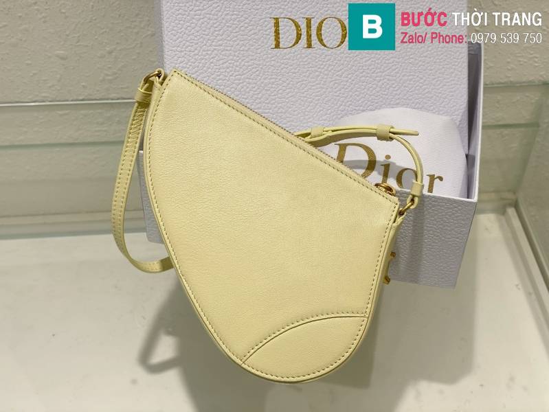 Túi xách Dior yên ngựa siêu cấp da bò màu vàng size 20cm