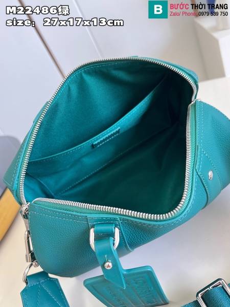 Túi xách Louis Vuitton Keepall cao cấp da bò màu xanh lá size 27cm