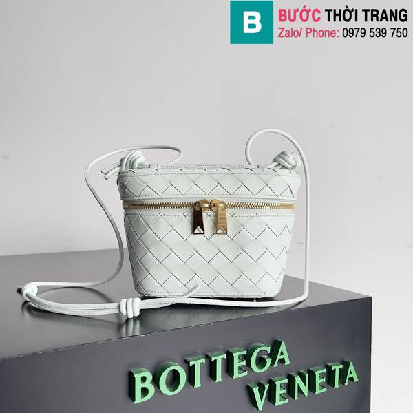 Túi xách Bottega Veneta siêu cấp da bò màu trắng xanh size 18cm 