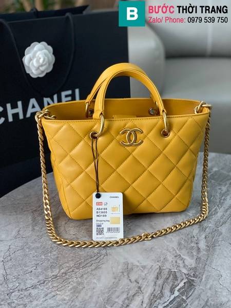 Túi xách Chanel Tote cao cấp da cừu màu vàng size 27cm