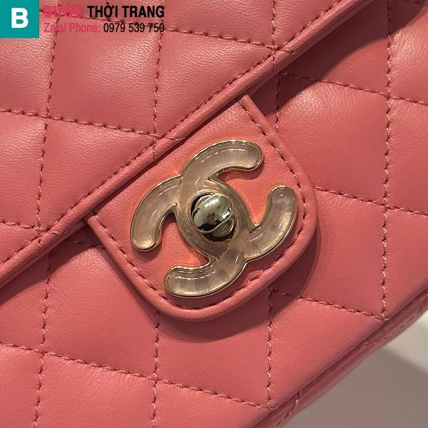 Túi đeo chéo Chanel siêu cấp da bê màu hồng size 16cm