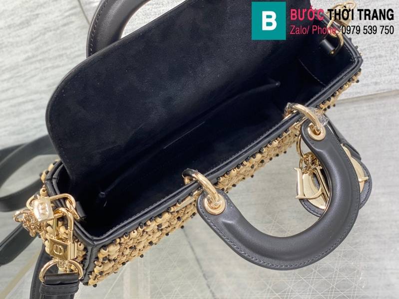 Túi xách Dior Lady cao cấp da bò màu đen size 26cm 