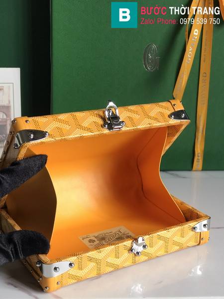 Túi xách Goyard Minaudière siêu cấp canvas màu vàng size 17cm 