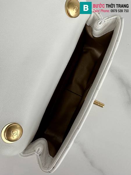 Túi nắp gập Chanel mini siêu cấp da cừu màu trắng size 18cm 