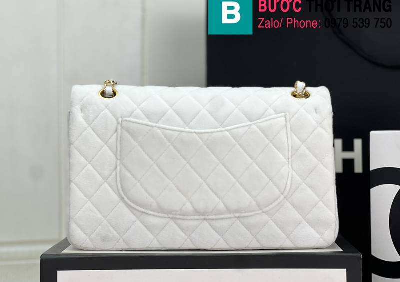 Túi xách Chanel Cf Classic Flap bag siêu cấp canvas màu trắng size 25cm 