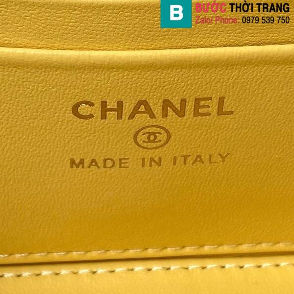 Túi xách Chanel vanity siêu cấp da bò màu vàng size 17cm 