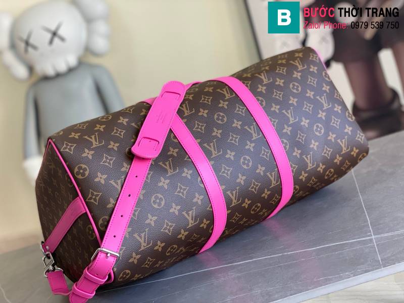 Túi du lịch louis Vuitton Lu Keepall siêu cấp monogram màu hồng size 50cm 