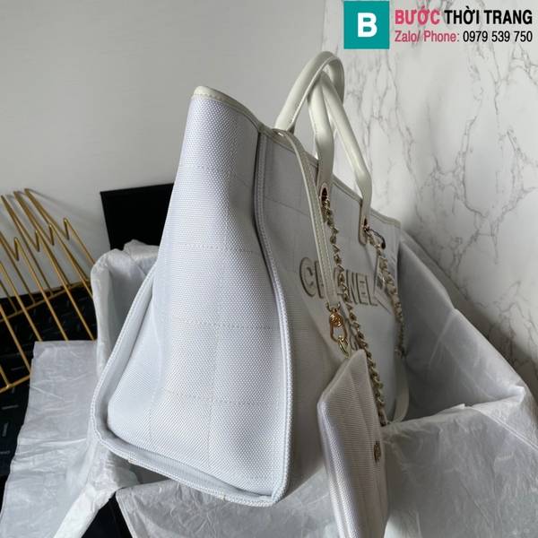 Túi xách Chanel Tote cao cấp canvas màu trắng size 36cm