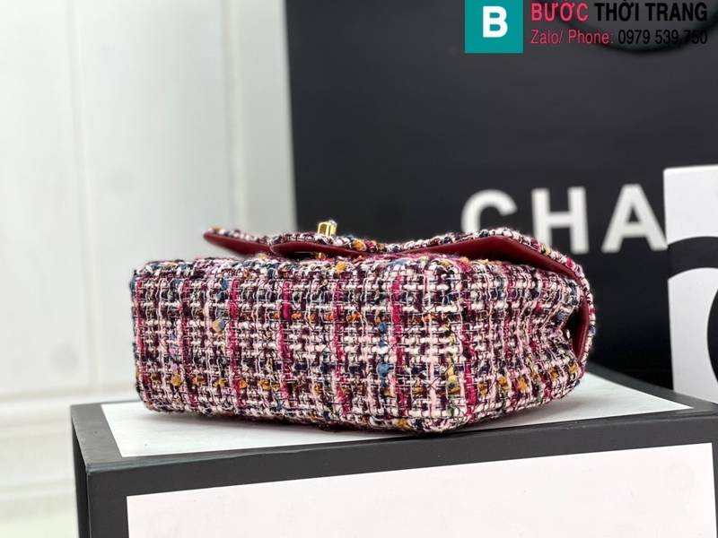 Túi xách Chanel Classic Flap Bag siêu cấp canvas màu đỏ đô size 25cm