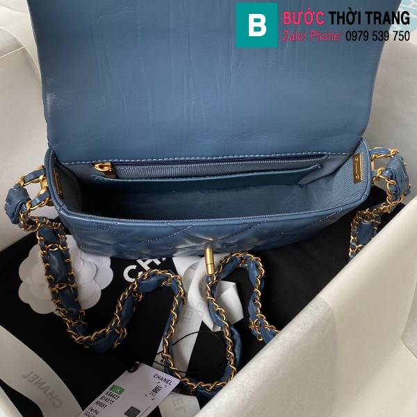 Túi đeo vai Chanel siêu cấp da bò màu xanh size 20.5cm 