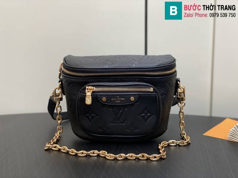 Túi xách Louis Vuitton Mini Bumbag siêu cấp da bê màu đen size 17cm 