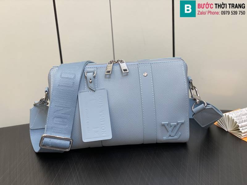 Túi xách Louis Vuitton City Keepall siêu cấp da bò màu xanh nhạt size 27cm