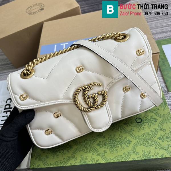 Túi xách Gucci Marmont siêu cấp da bê màu trắng size 26cm
