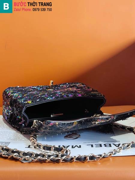 Túi xách Chanel siêu cấp canvas màu đen size 20cm