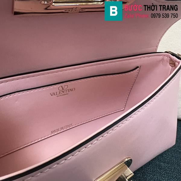 Túi xách Valentino Garavani Rockstud siêu cấp da bò màu hồng nhạt size 26cm
