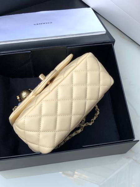 Túi xách Chanel mini siêu cấp da cừu màu trắng ngà size 17cm 