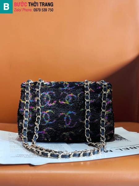 Túi xách Chanel siêu cấp canvas màu đen size 20cm