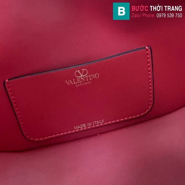Túi xách Valentino Hobo Garavani Vlogo siêu cấp da bê màu đỏ size 29cm 
