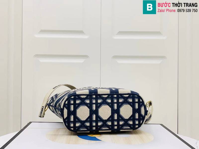 Túi xách Dior siêu cấp canvas màu xanh lam size 27cm