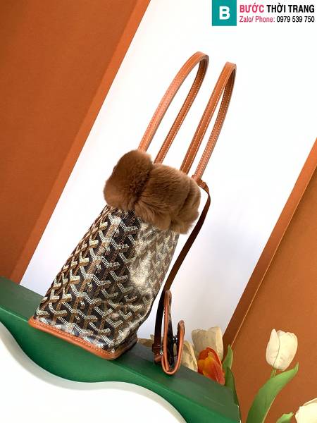 Túi xách Goyard Tote mini siêu cấp vải bạt màu nâu size 20cm