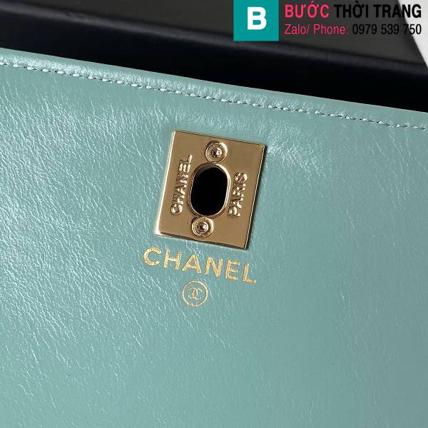 Túi xách Chanel woc siêu cấp da bê màu xanh size 19cm 