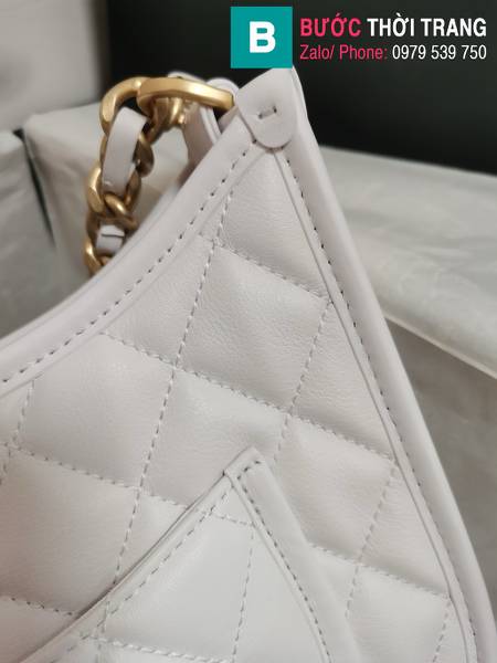 Túi xách Chanel hobo handbag siêu cấp da bê màu trắng size 20cm 