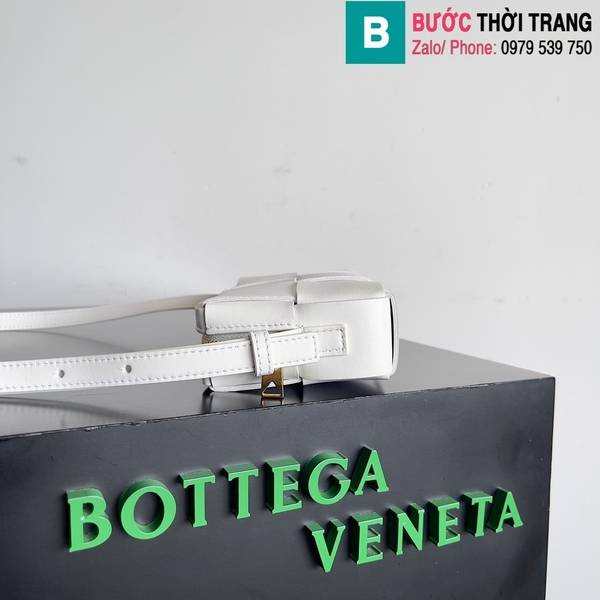 Túi xách Bottega Veneta Cassrtte cao cấp da bò màu trắng size 18cm