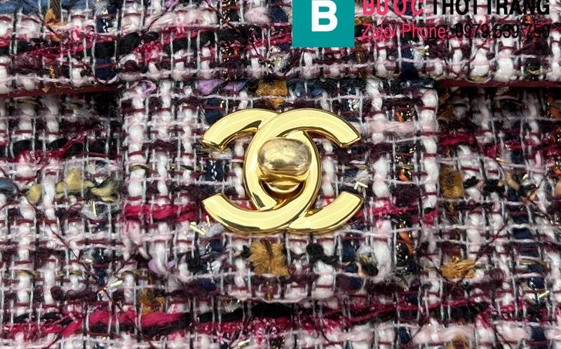 Túi xách Chanel Cf Classic Flap bag siêu cấp canvas màu tím size 25cm