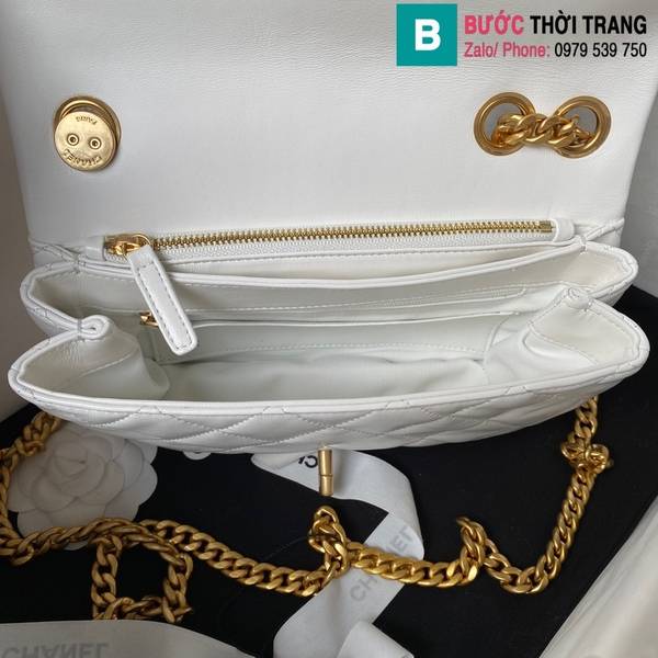 Túi xách Chanel Flap bag cao cấp da cừu màu trắng size 25cm