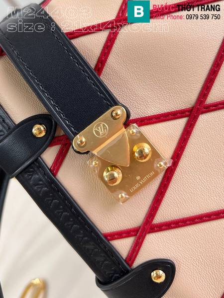 Túi xách Louis Vuitton Side Trunk siêu cấp da cừu màu hồng size 21cm