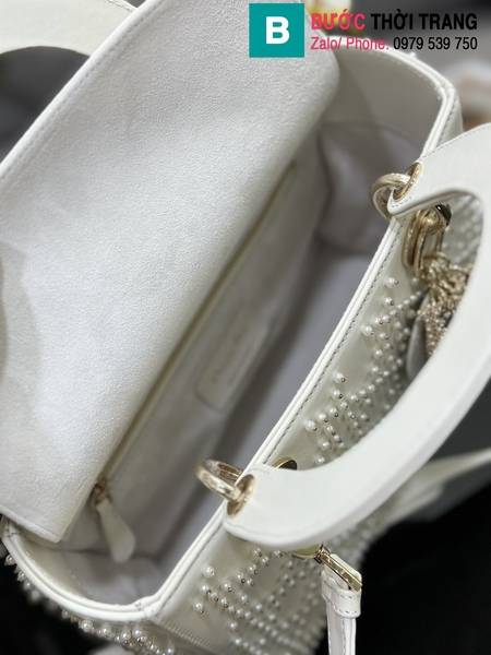Túi xách Dior Lady D-Joy siêu cấp canvas màu trắng size 24cm 